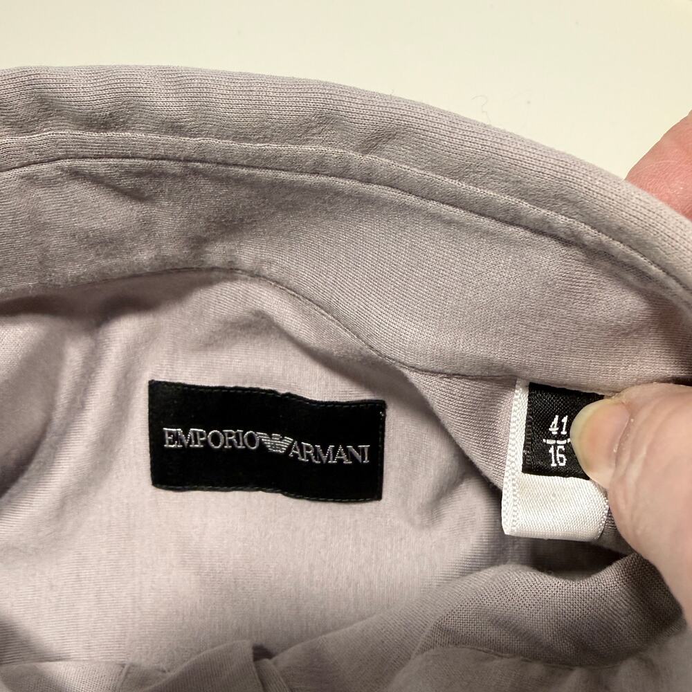 Emporio Armani‎ Slim Fit Button-Front Shirt Men’s Large Gray - Picture 5 of 7